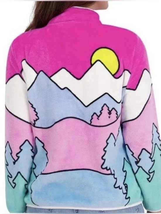 NWT Hello Kitty Character Sherpa Jacket Women Zip Front Scenic Cozy Fleece - Picture 2 of 9